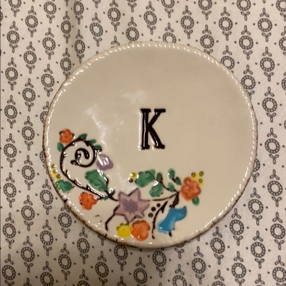 Floral Letter K Ceramic Ring Dish - Anthropologie